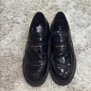 Prada | Shoes | Prada Black Leather Loafers Classic Slipons  display picture 3